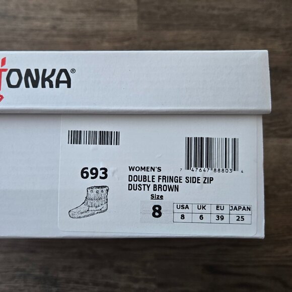 NEW Minnetonka Dusty Brown Double Fringe Side Zip Booties Boots Size 8 - Picture 11 of 13